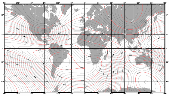 Карта напряженности магнитного поля Земли