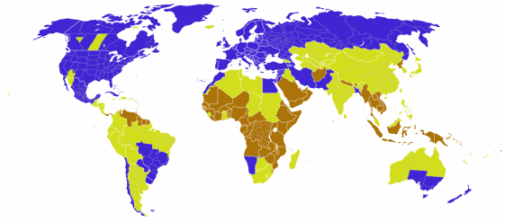 Карта действия летнего времени