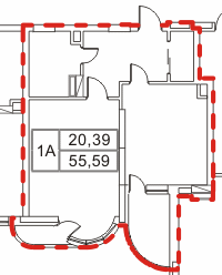 Однокомнатная квартира 1А
