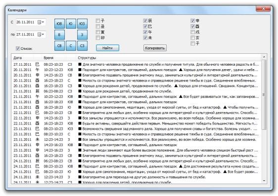Построение календаря в виде списка